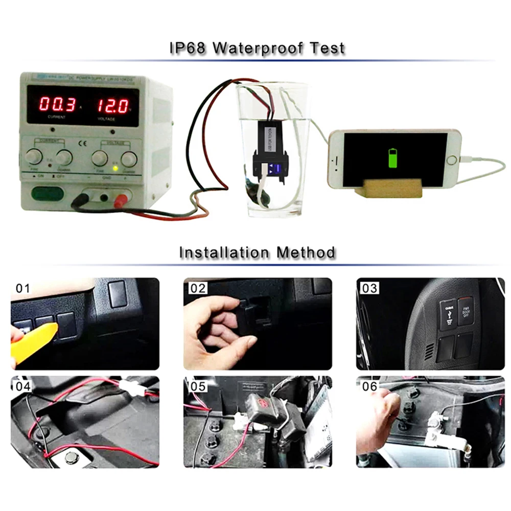 For TOYOTA Dual Usb Car Charger Usb 2.1A 2 Port 12v 24v Interface Auto Power Adapter Dashboard Socket Car Modification
