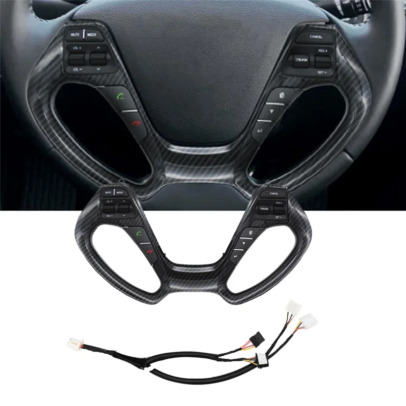 

A64P-Car Multifunctional Steering Wheel Buttons Switch Volume Cruise Control Button For Hyundai Kia K3 2011-2017 Carbon Fiber