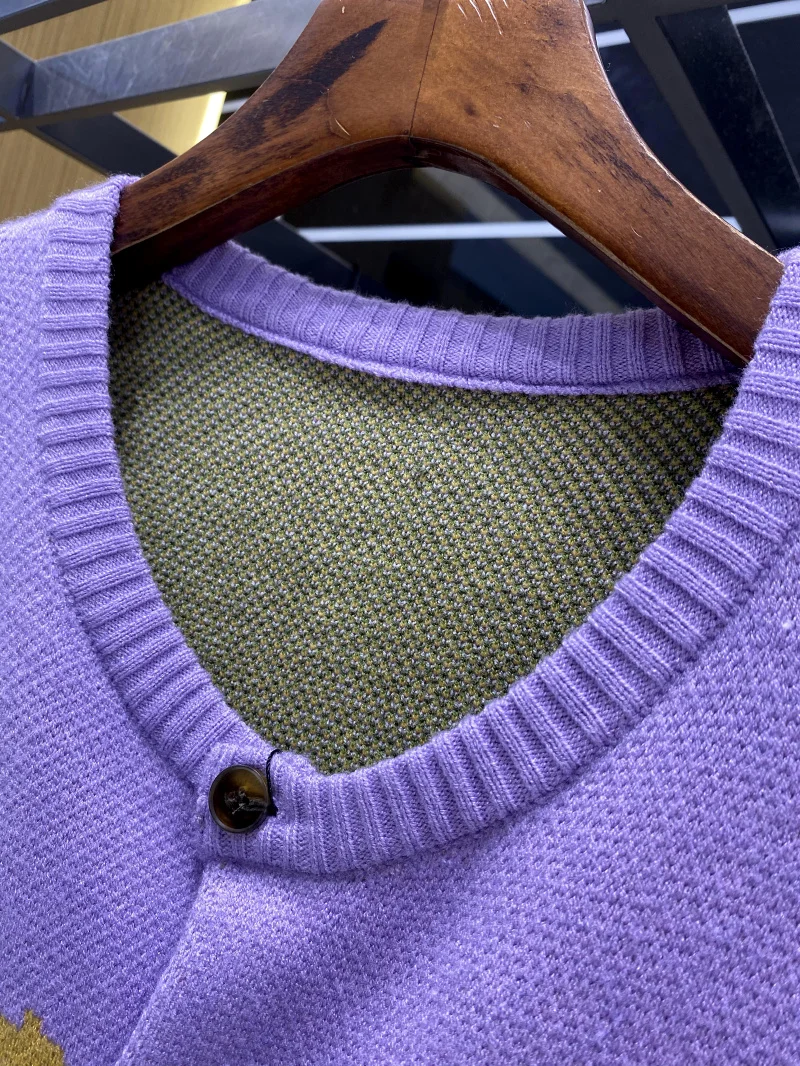 

Spani Floral Embroidery Knitted Open Cardigan Sweater Couple Sle No Collar Men Women Casual Loose Fit Warm Plant Pattern