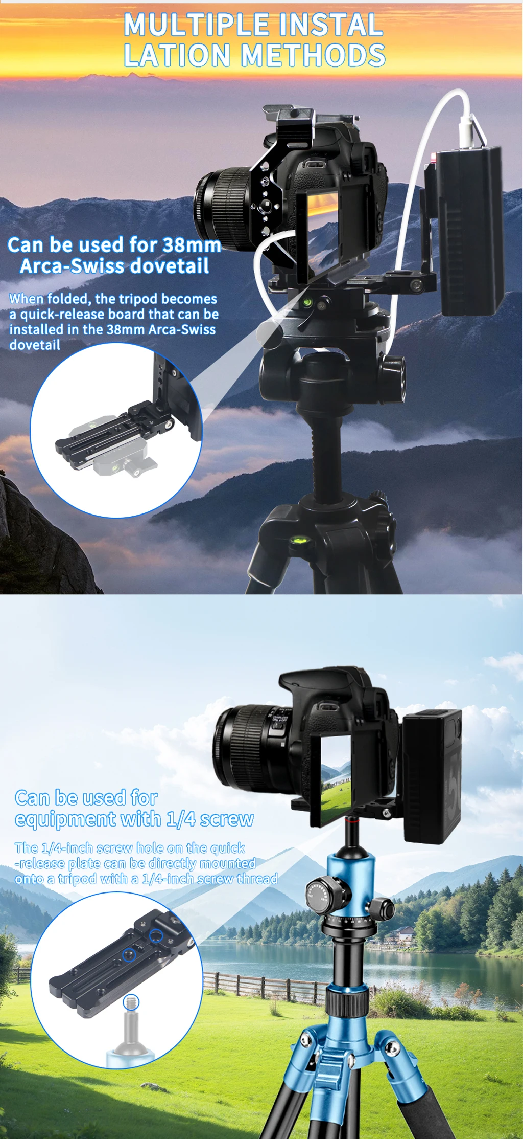 Aluminium V-Lock Batterie Montage Platte Klemme Schnellspanner für ARCA Stativ Gimbal Vlog DSLR Kamera V Mount Netzteil Halterung – Detail 18