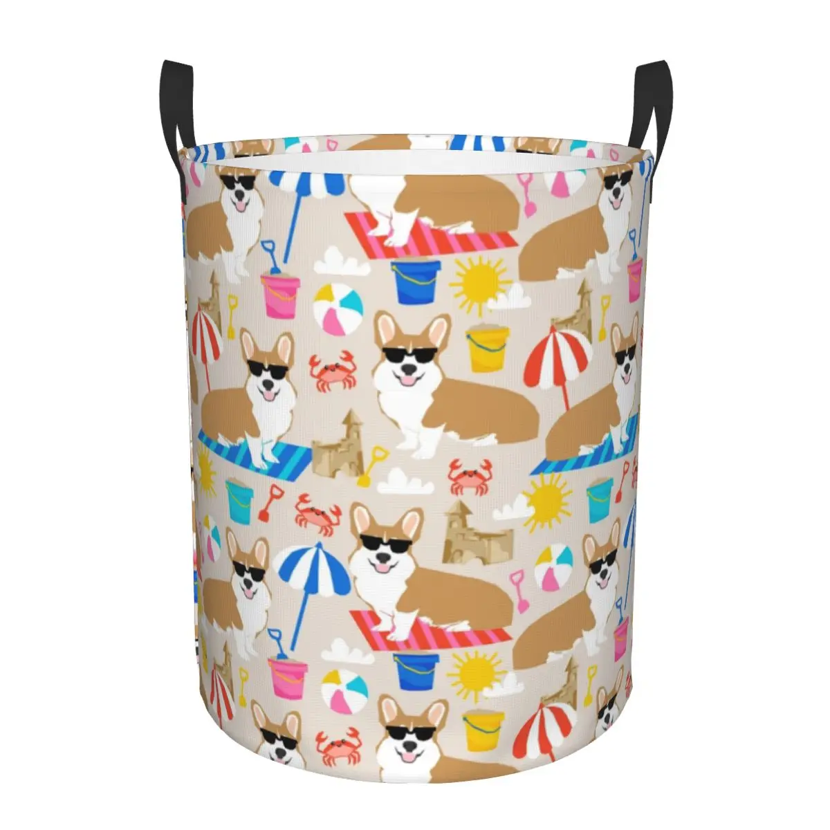 Welsh Corgi Dog Laundry Basket Foldable Clothes Hamper for Nursery Kids Toys Storage Bin