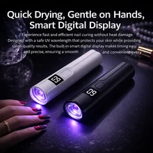 충전식 미니 UV LED 네일 램프, 스마트 디스플레이, 휴대용 빠른 건조 네일 드라이어, 매니큐어용 탈착식 데스크 UV 라이트