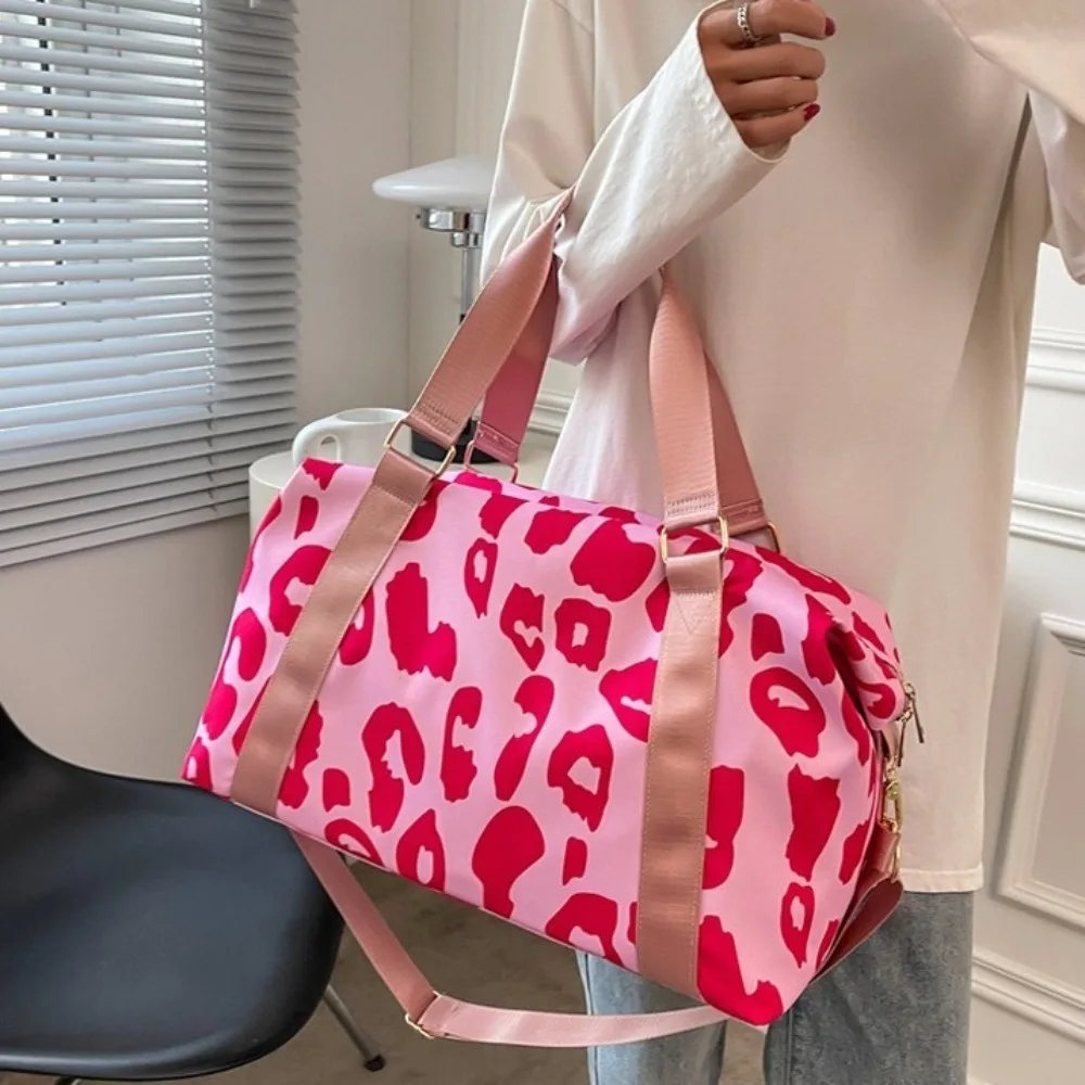 

Oxford Leopard Print Duffle Bag Large Capacity Underarm Bag Fitness Shoulder Bag Multi-functional Tote Bag Luggage Handbag