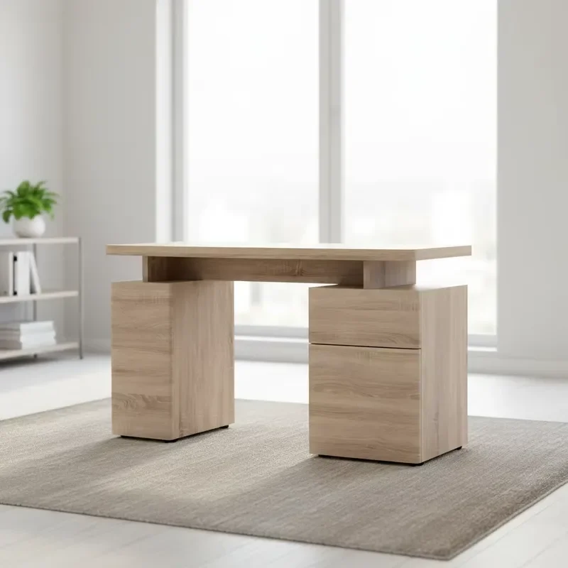 Office Furniture Modern Arch Shape Oak Top Table Wooden Desk Computer Study Table