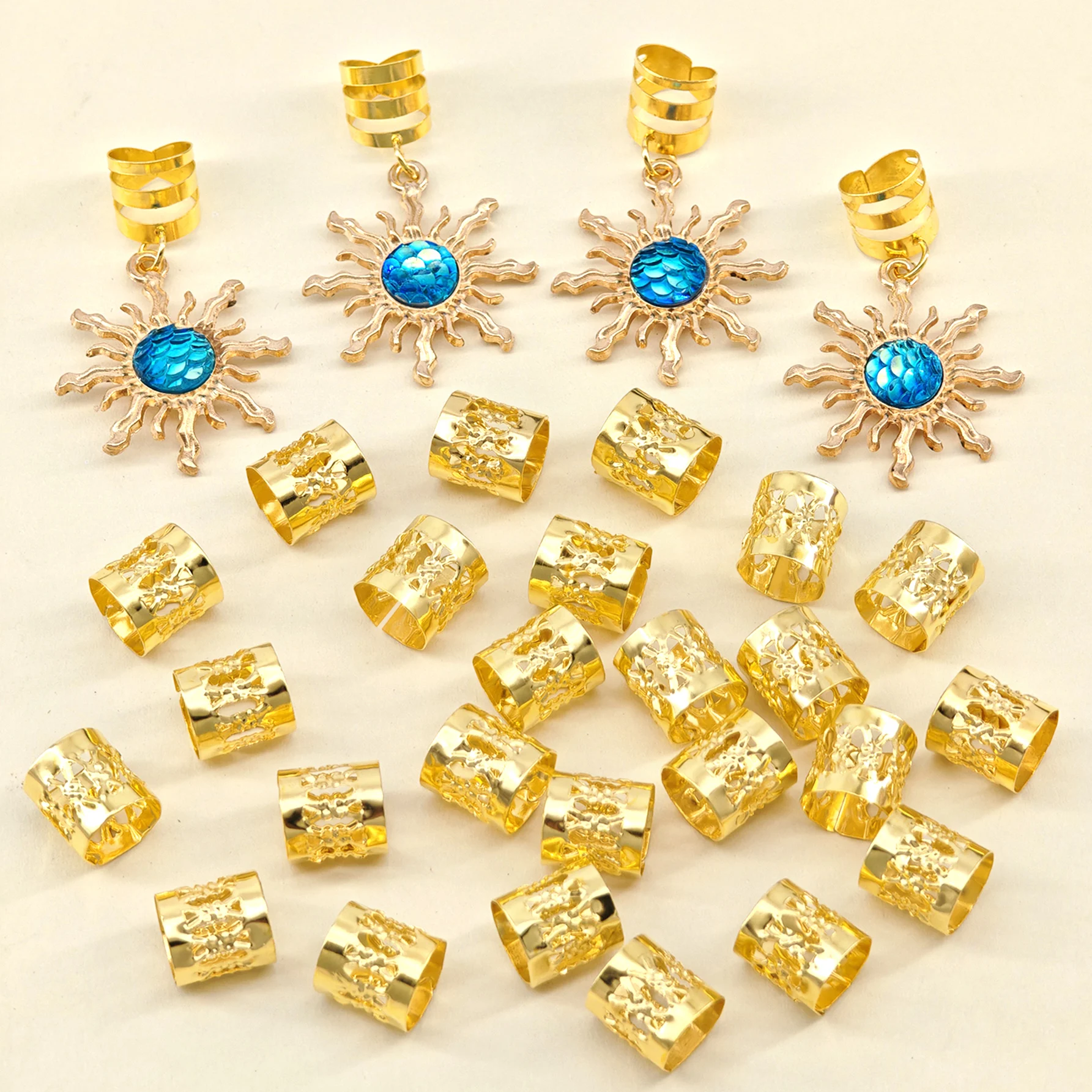 29 قطعة فاخرة على الطراز الباروكي عنصر الشمس المحيطي الشعر مجوهرات اكسسوارات قلادة ، DIY بها بنفسك الشعر الخرز تجديل مقاطع الشعر الديكور #2