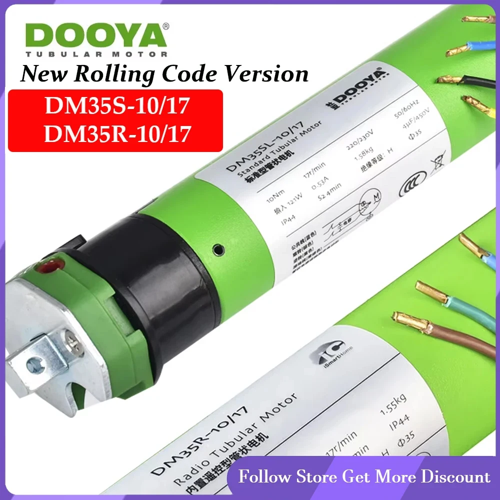 Dooya Tubular Motor DM35R 10/17 DM35S 10/17 Motor for All Kinds Rolling Blinds, 220V/230V 50/60Hz, RF433MHz Motor, 4-Wire Motor