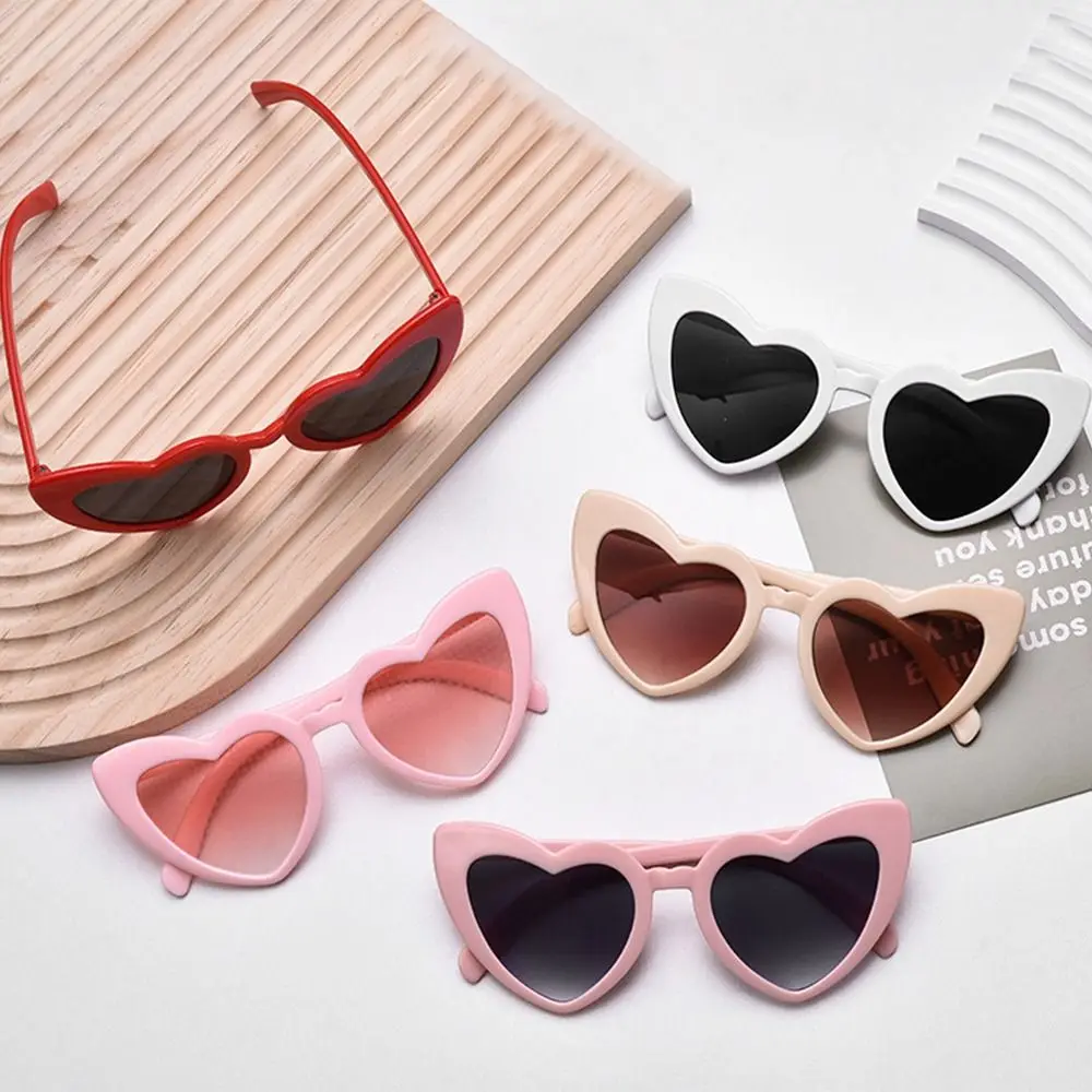 Light Effect Heart Effect Glasses Retro Cute Heart-Shaped Shades Pink Sun Glasses