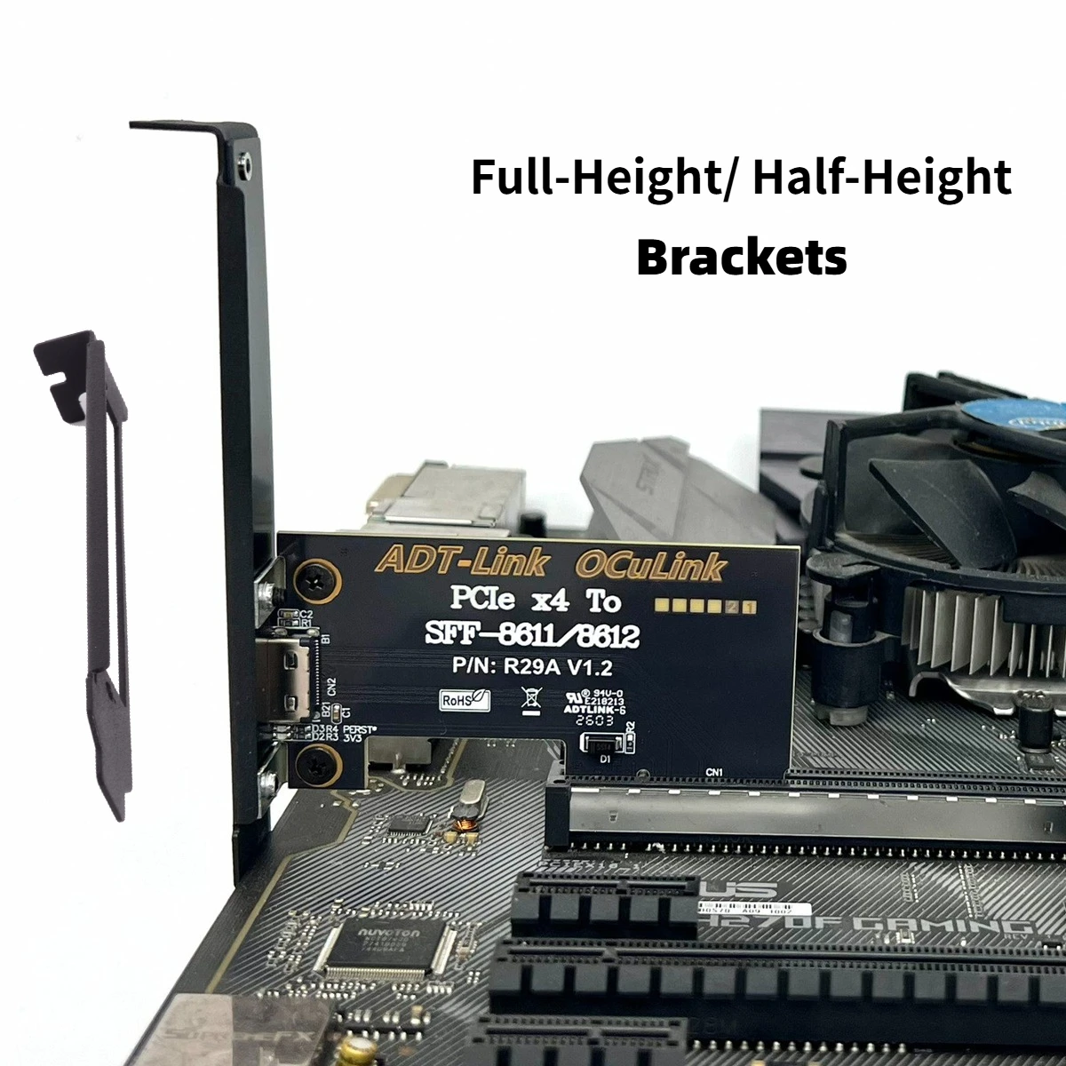 ADT-Link PCIe 4.0 x4 To OCuLink SFF-8611/8612 Adapter Gen5/4 W Half-height And Full-height Baffle OCuLink Graphics Card External