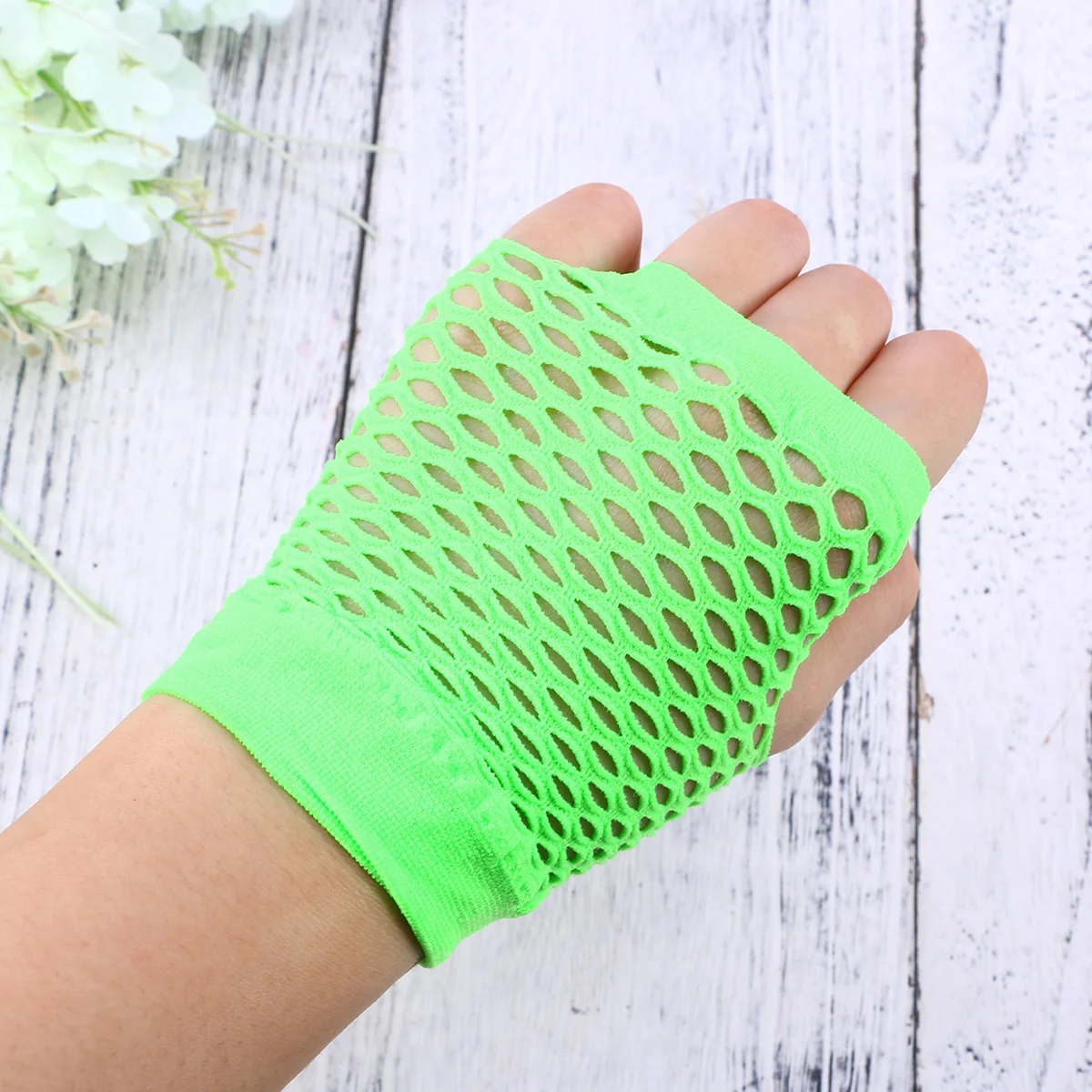 

80's Party Accessories Set Lace Headband Neon Earrings Fishnet Gloves Fingerless Gloves Necklace Womens Costume