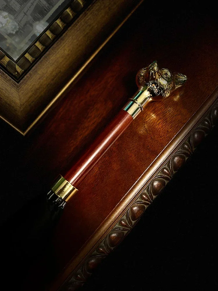 Luxury Personality High Density UV Protection Umbrella Long Handle Gold Silver Straight Bar Creative Fox Head  Umbrella Gift