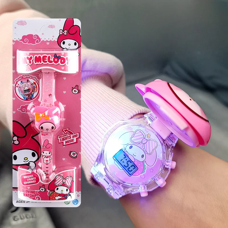 Nuovo orologio musicale Sanrio Kawaii Cartoon Anime Kuromi Cinnamoroll Hello Kitty My Melody Cinturino in silicone Orologi Regali di compleanno per