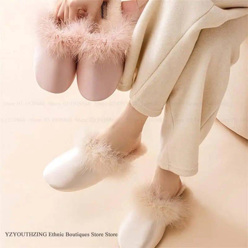 Luxury Feather Satin Fluffy Slippers Women's Sandals Wedding Slippers Bridal Shower Bachelorette Party Slippers Bridesmaid Gift view 6