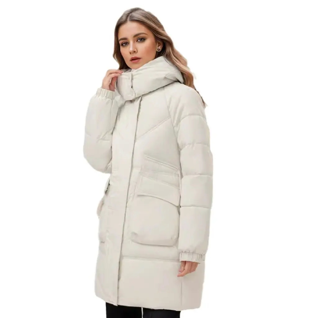 

Women's down Cotton-Padded Jacket Mid-Length Thickened Winter Coat Popular Waist-Tight Workwear Niche