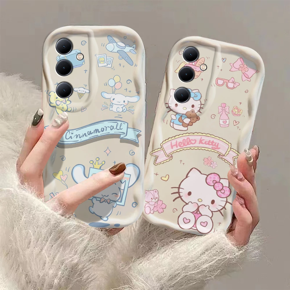 Hello Kitty Cinnamon dog 3D Wave Case For Samsung A73 A72 A71 A55 A54 A53 A35 A34 A33 A25 A24 A23 A15 A14 A13 A05 A04 A03 4G 5G