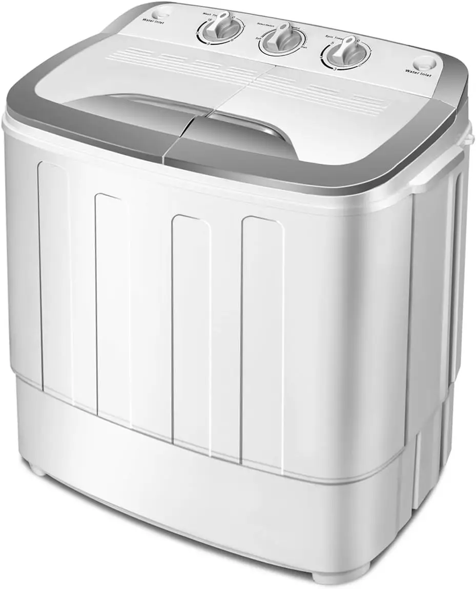 

Portable Clothes Washing Machines, 13lbs Washer and Spinner Combo, Semi-Automatic Laundry Machine, Compact Twin Tub Mini Washer