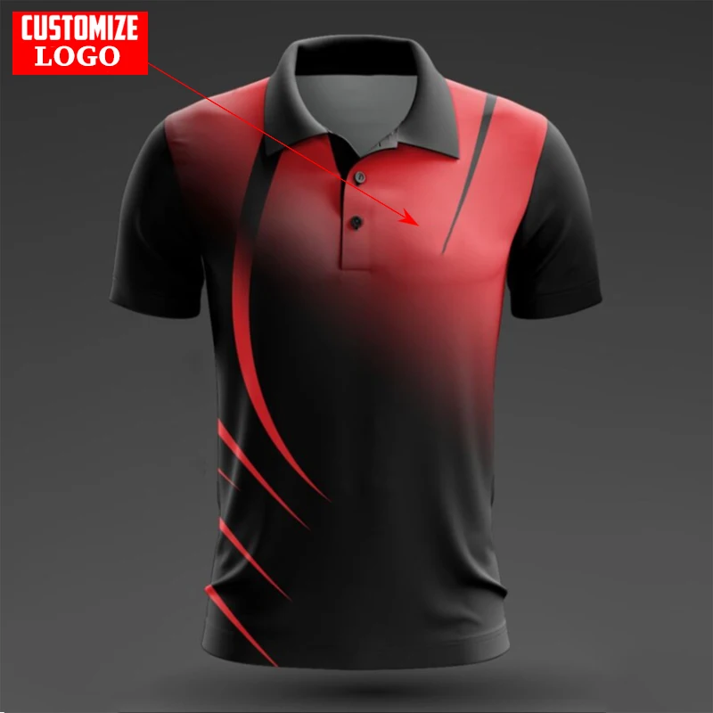 

Personalized Customization Polo T Shirt For Men Outdoor Fitness Sports Training Clothes Fashion Lapel Short Sleeve 3D Print Tops