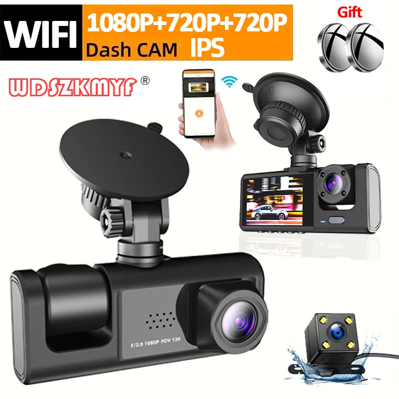 3 Camera 1080P Dash Cam for Cars DVR WIFI Vehicle Recorder Night Vision Rear View Camera for vehicle Car Assecories Free Mirror