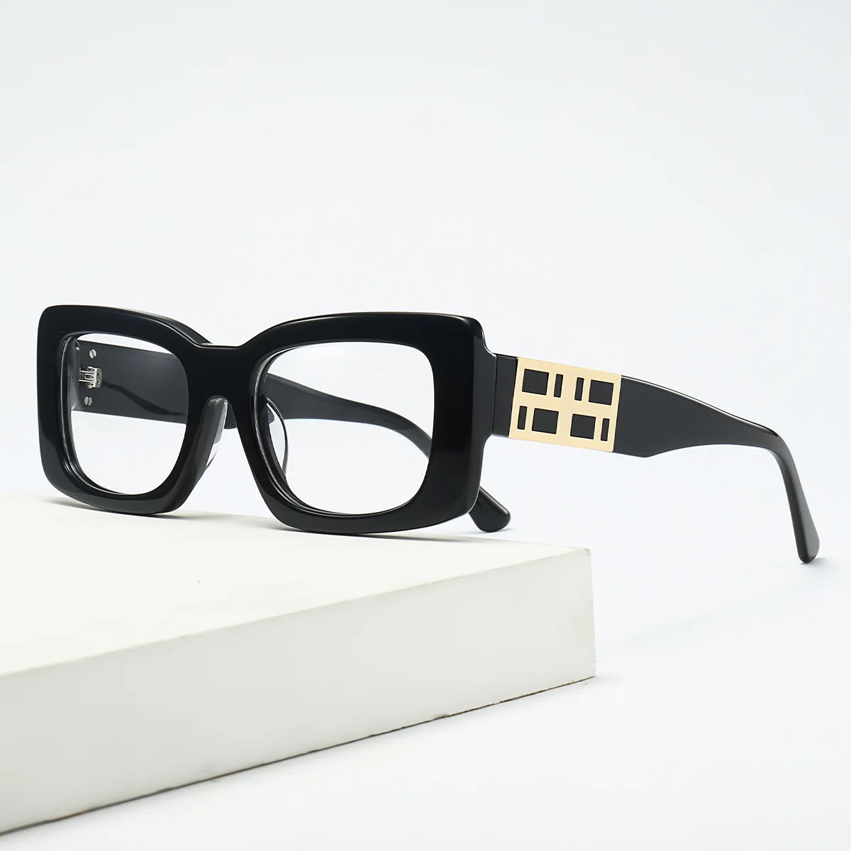 جيميسوس ﻿ نظارات طبية مستطيلة سميكة مخصصة على الطراز الياباني بإطار مربع نابض بالحياة مع نظارات قصر النظر