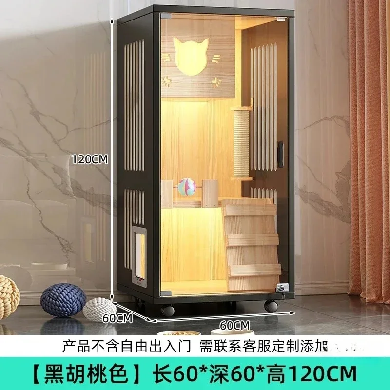 Luxury Cat Cabinet Cage Solid Wood Cat Cages Indoor Cat Supplies Pet Nest Home Villa Super Large Free Space Kitten House