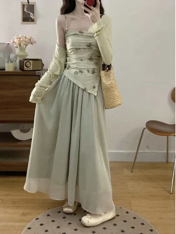 

plus Size Women's een Floral Print Top with High Waist f Skirt Summer New Sle Versatile Chinese National Sle Cover up