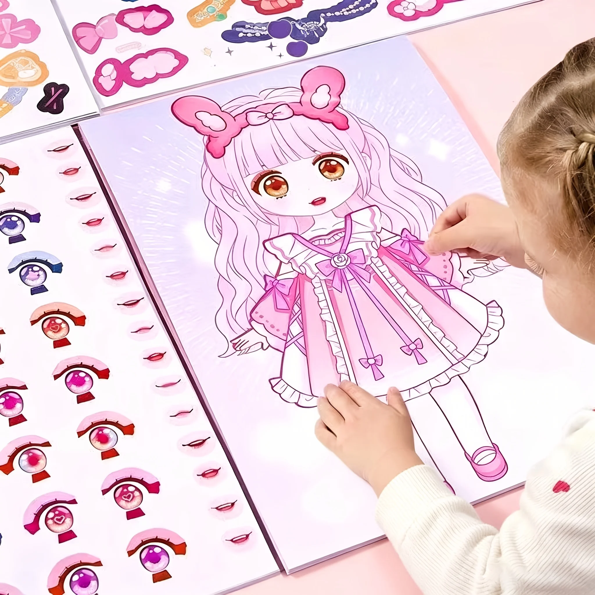 Princess Makeup Stickers, DIY Facial Sticker Book with Fashionable Doll Designs - Dress-Up Game Set, Children's Play Toys, Early Education Materials, Includes Reusable Stickers, Brings Creative Fun, Beautiful Facial Art, and Interactive Activities - Suitable as Gifts for Girls, for Birthdays, Christmas, and Halloween