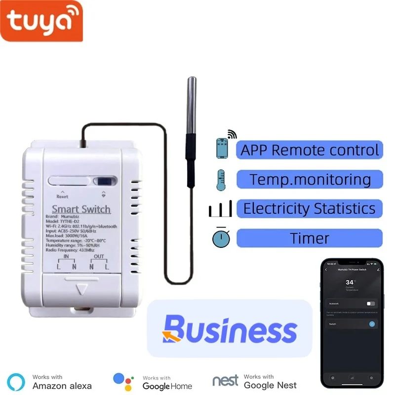 Smart Life WiFi Temperature Switches 16A Smart Thermostat Real-time Energy Comsuptiom Monitoring with RF433 Alexa Compatible