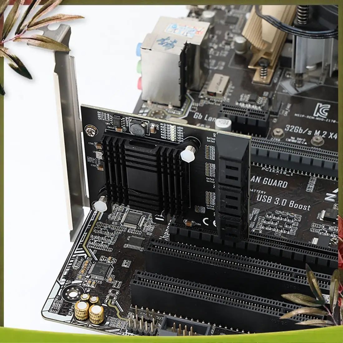 

New-Pciex4 To 6 Port SATA Expansion Card Supports 16T Hard Disk Card Expansion ASM1166