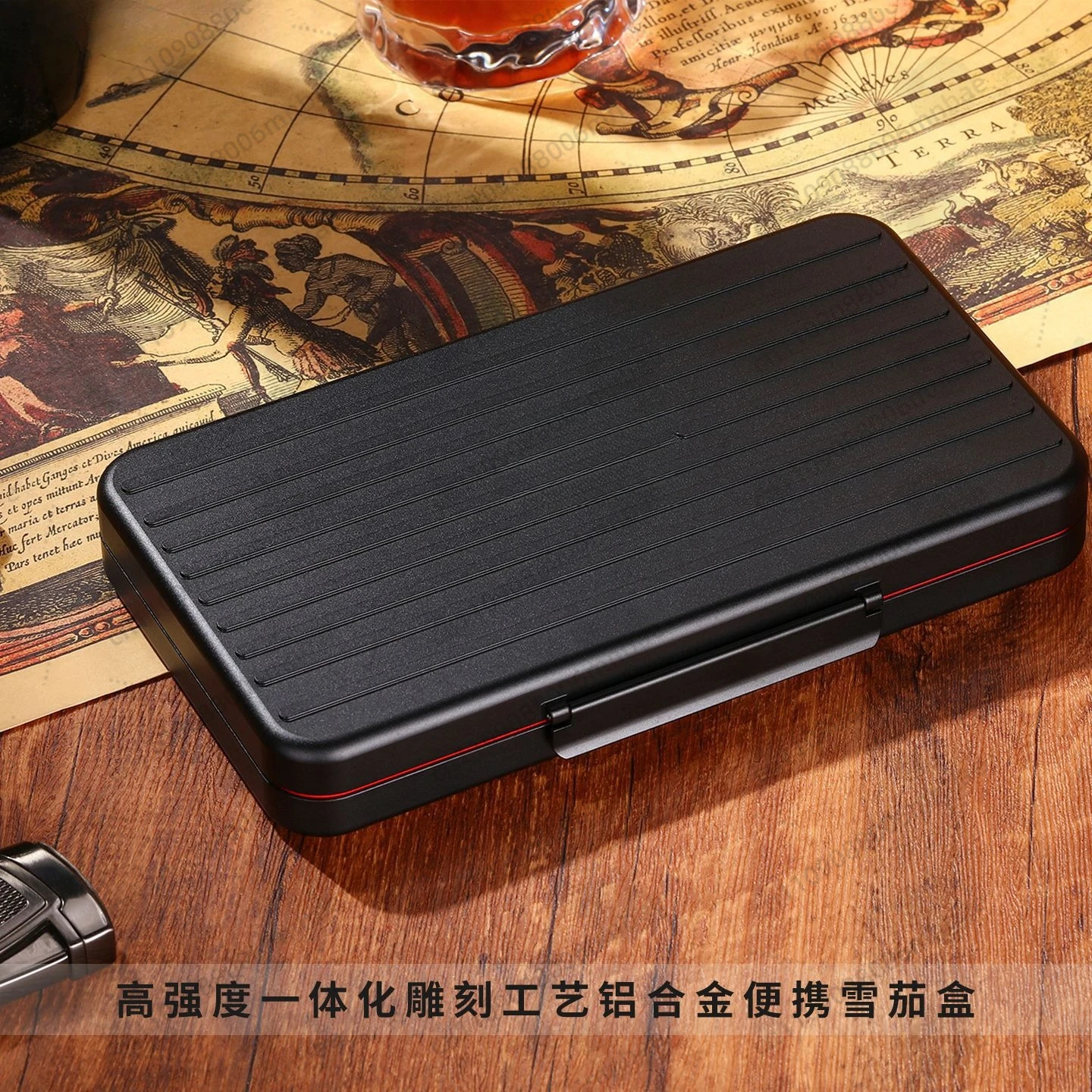 Portable cigar box 3CM ultra-thin travel moisturizing sealed cigarette set light luxury portable carry