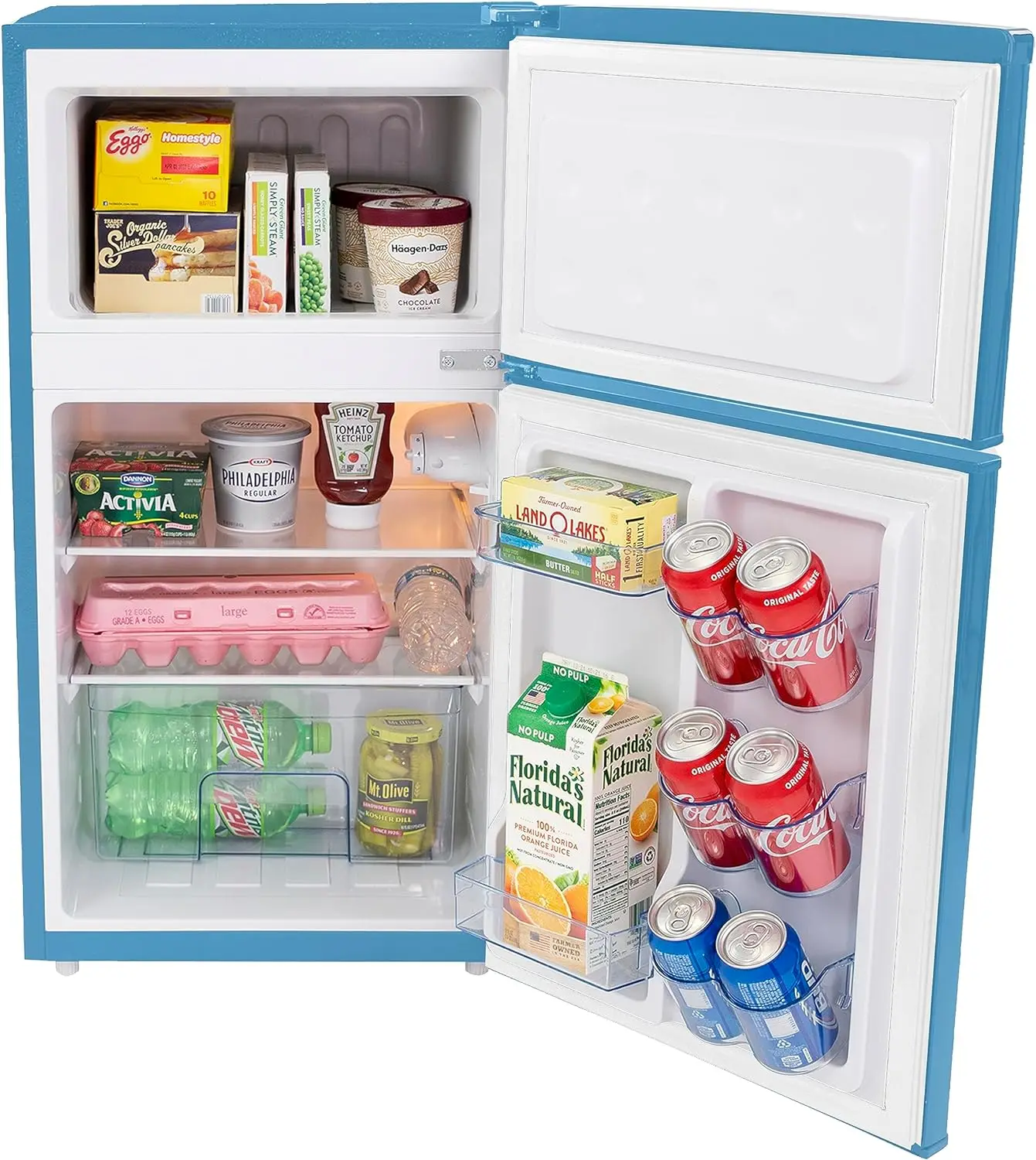 Mini Fridge with Freezer Retro-Styled for Home Office or Dorm, Manual Defrost and Adjustable Temperature