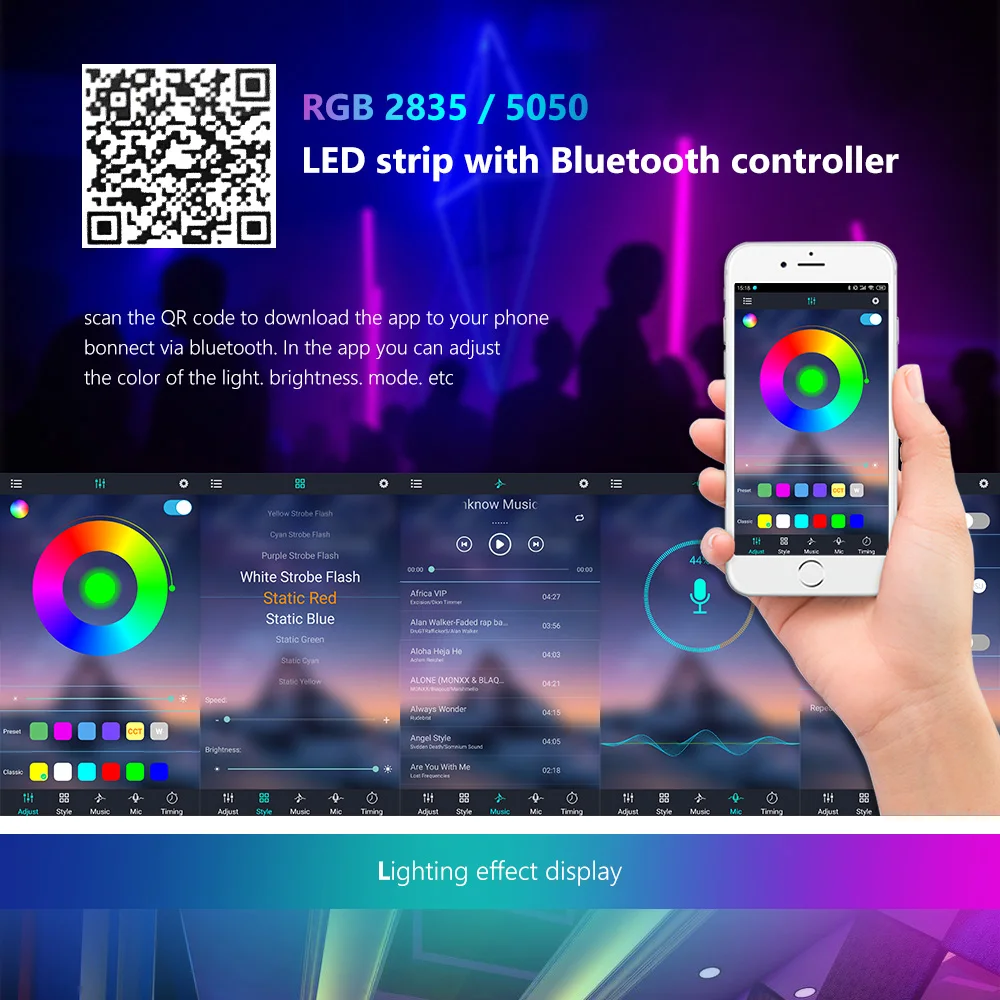 12M Bluetooth LED Strip 5050 IP20 RGB Strip LED Lights Flexible Ribbon DC 12V Diode Tape TV Backlight IR Controller Adapter