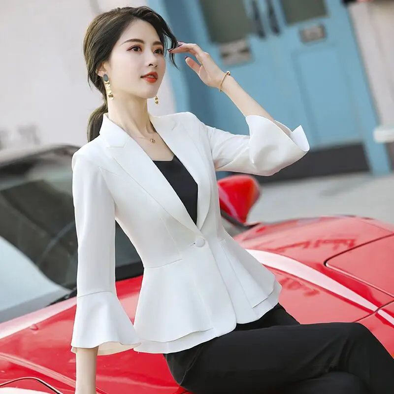 Office Lady Luxury Quality Blazer England Classic Style Women Senior Streetwear High Street oat Slim Waist Single Button Jacket