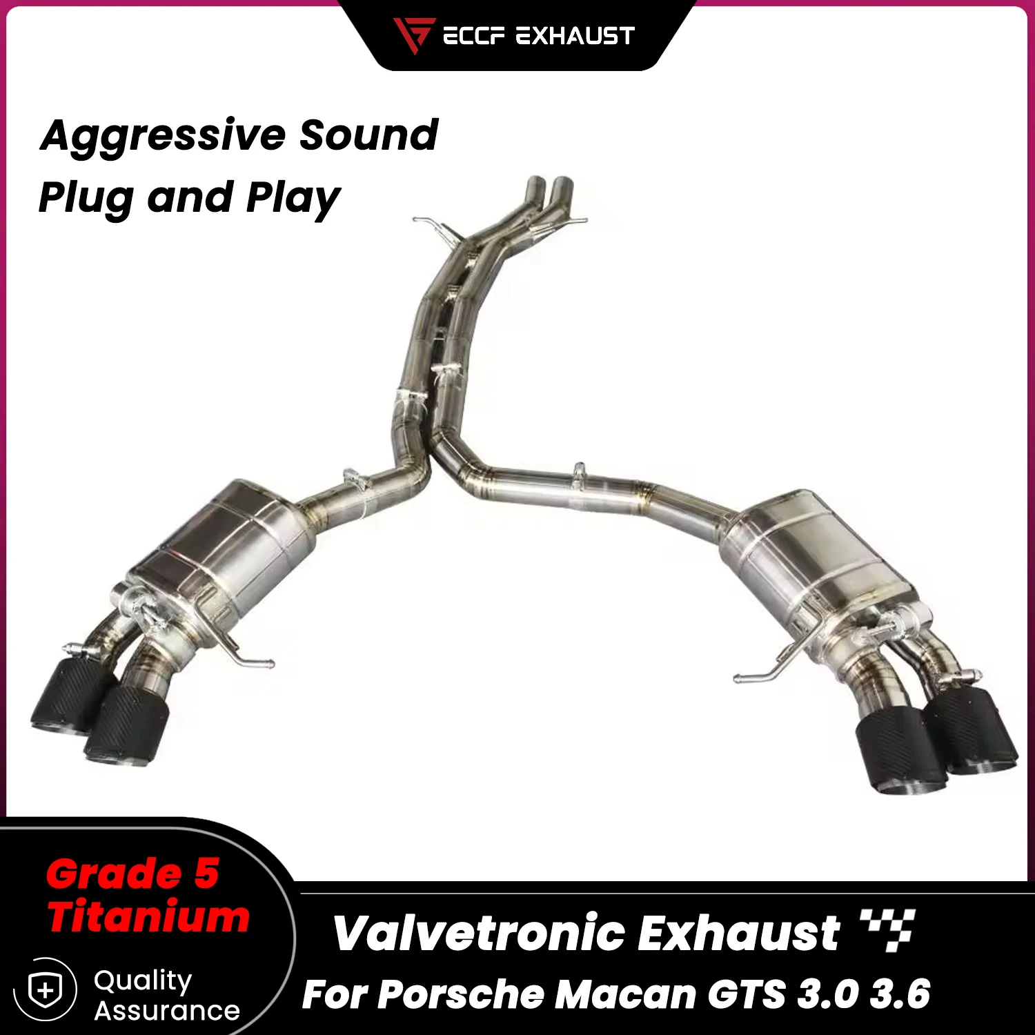 

Pneumatic Valve Sporty TItanium Catback Exhaust for Porsche Macan GTS 3.0 3.6 Freely Adjustable Sound Control
