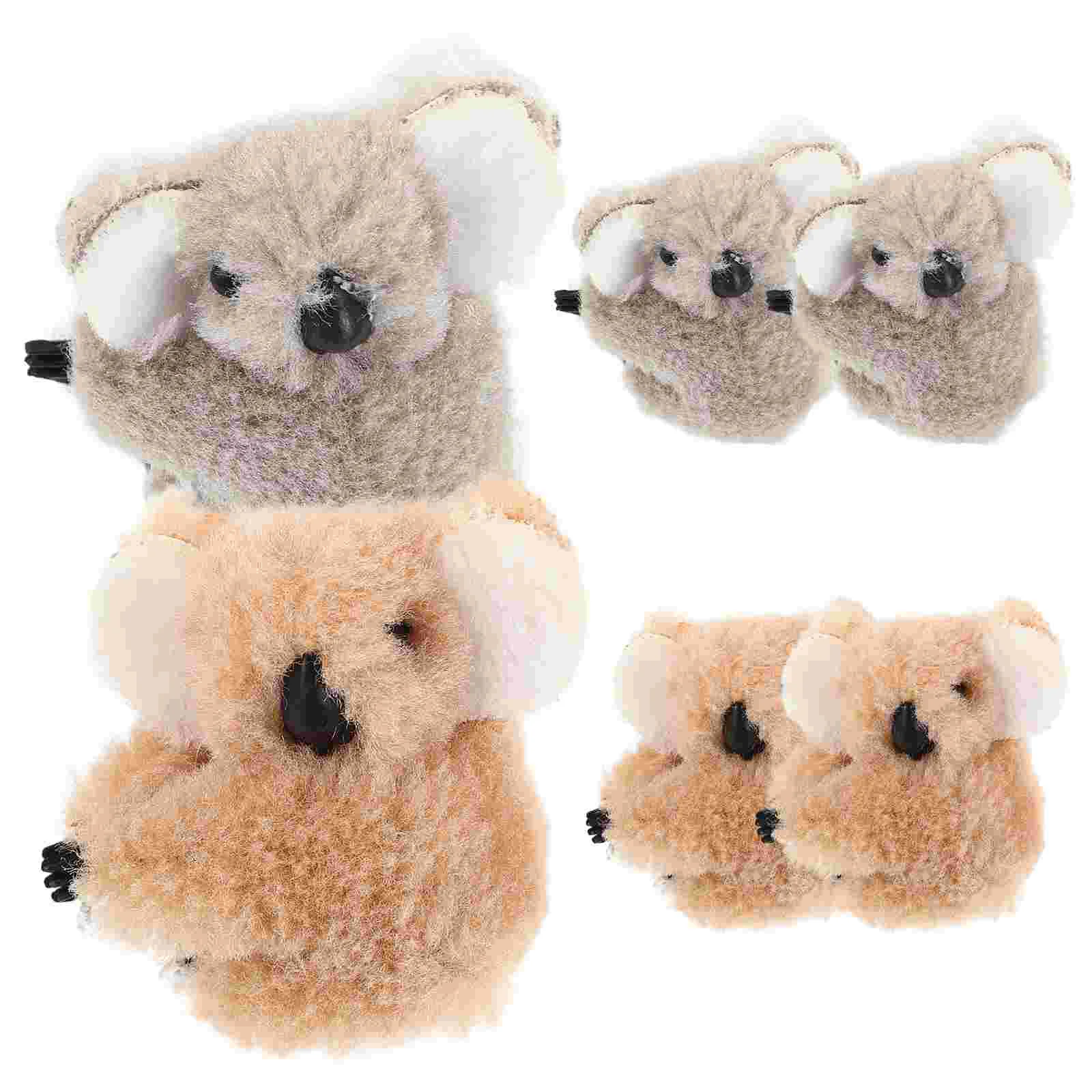 6 Pcs Koala Side Clip Stuffed Animals Hair Clips Decor Cute Adorable Hairpins Plush Girl Decorative Cartoon Baby