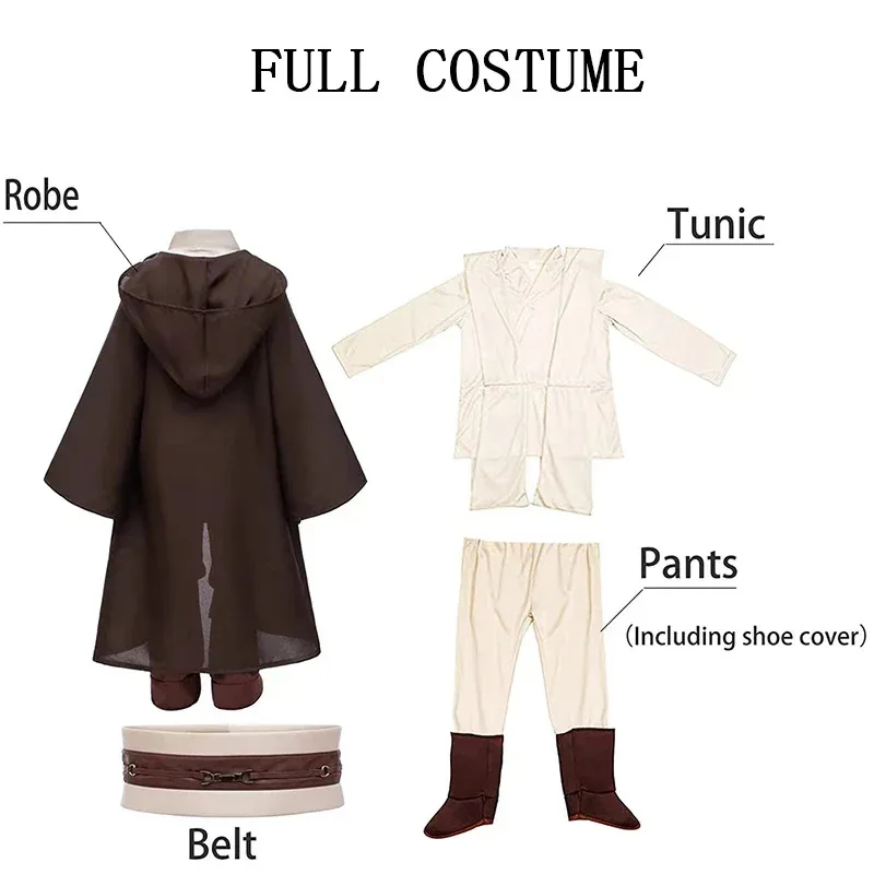 Kids Halloween Costumes Jedi Warrior Cosplay Hooded Cloak Clothing Full Suit  Masquerade Party Cosplay Costume