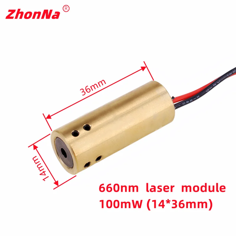 Módulo láser 660nm100mWLaser, luz roja, óptica de un solo punto, Aplicación de Localizador de alta coaxialidad, lente de vidrio puntero, entrada Voltage3-5 V