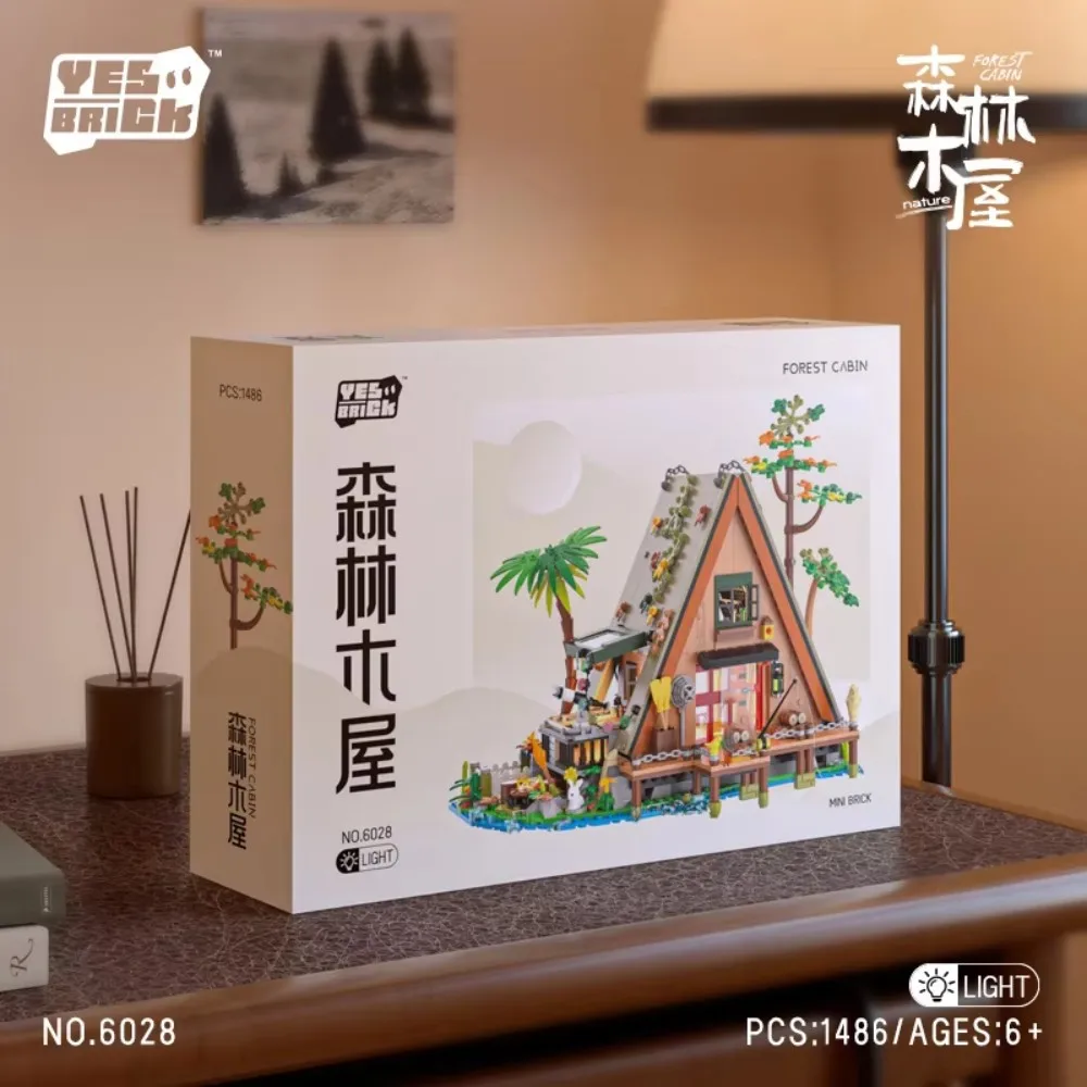 1486 قطعة مجموعة مكعبات بناء منزل خشبي لصياد السمك بمقصورة الغابات الإبداعية: MOC تجميع الطوب لألعاب الأطفال والهدايا