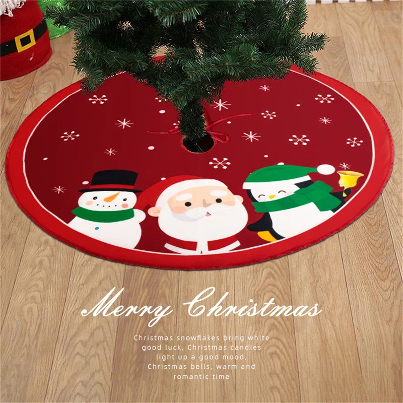 Christmas Tree Skirt Plush Snowflake Santa Claus Carpet Mat Christmas Tree Decoration Ornament Home Xmas New Year Decorations