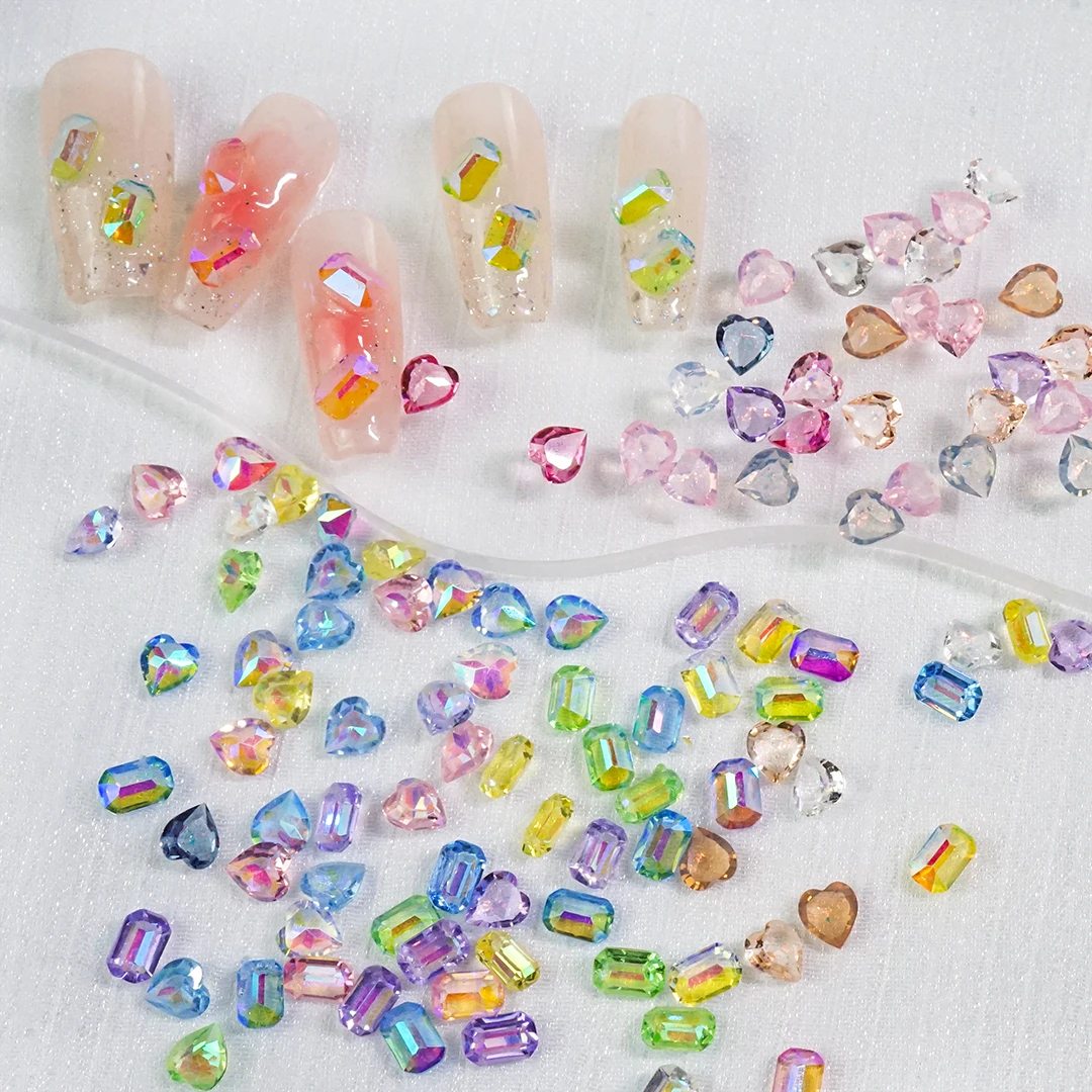 

3D Stones Crystal Rhinestones for Nails Heart Charms Nails Art Decorations Gems Diamonds Press on Nails Manicure Accessoires