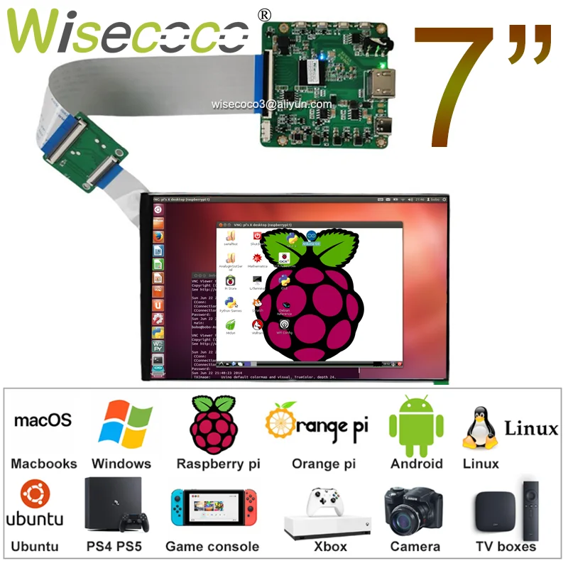 

7-дюймовый 1920x1200 IPS-дисплей в ландшафтный режим Mac Win10 11 ноутбуков Raspberry Pi Linux Game Box Android TV Box Панель