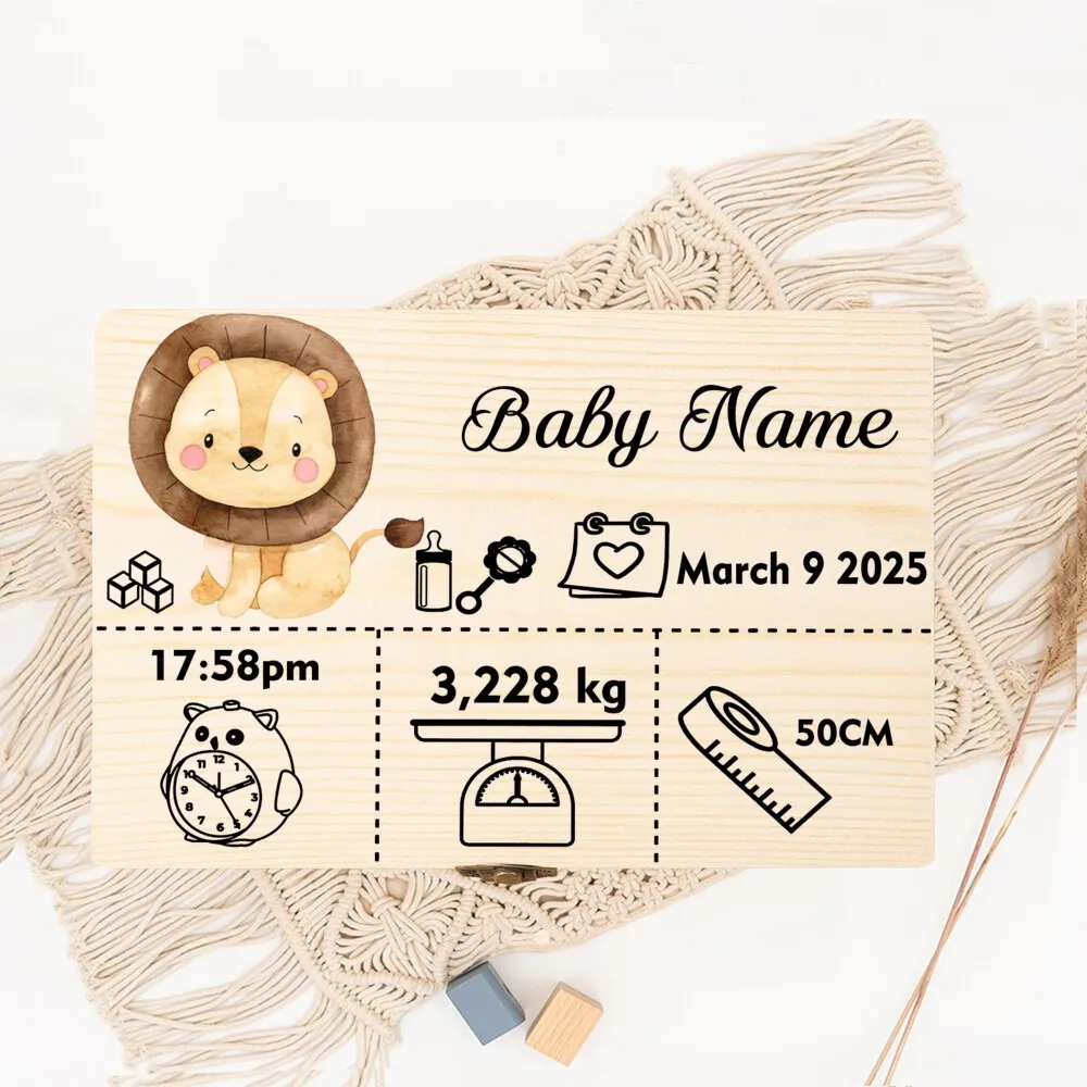 Cute Forest Animal Storage Box with Name Wooden Keepsake Box Gift Idea for Baptism or Birth Personalised Baby Keepsake