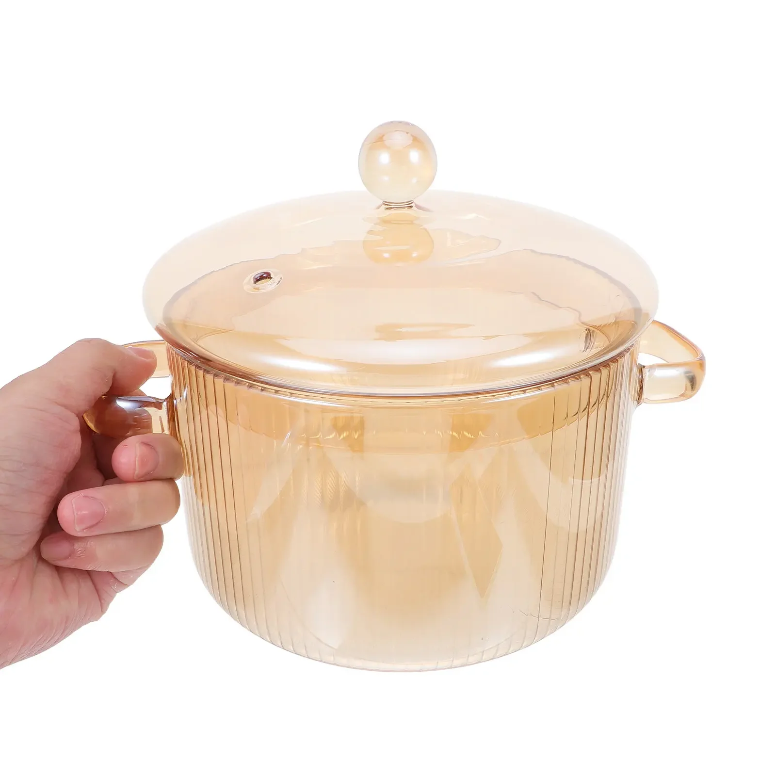 Glass Stew Pot Transparent Borosilicate Saucepan 1.6L Heat Resistant Stovetop Safe Simmer Pot for Soup Pasta Milk Minimalist