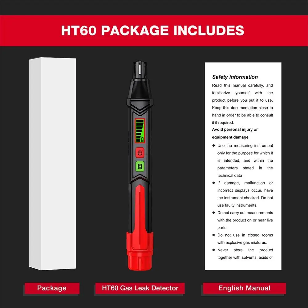 HABOTEST HT59 HT60 HT61 Gasleckdetektor, Detektor für brennbare Gase, Ton- und Bildschirmalarm, Mini-Gasdetektor für natürliches Methan – Detail 24