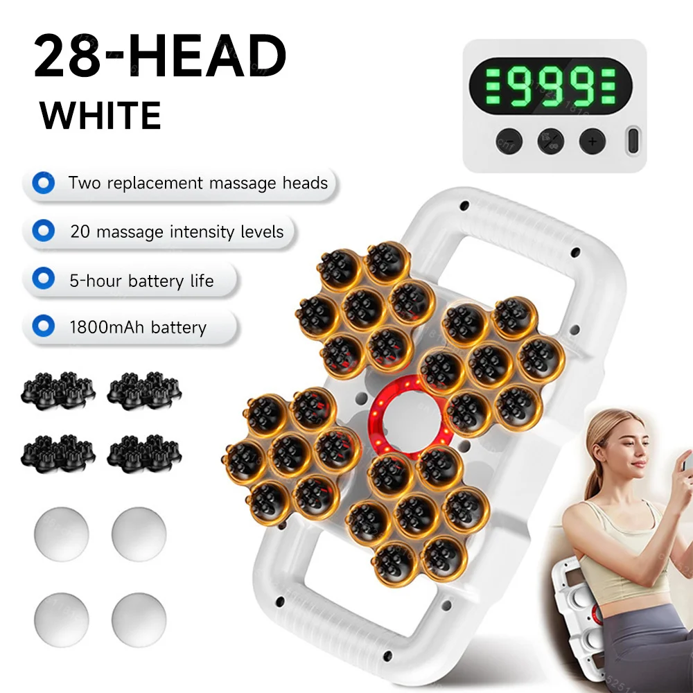 

2-In-1 Fascia Gun Muscle Massager High Frequency Back Waist Massage Machine 24/28 Heads Shoulder Body Relax Fitness Tool