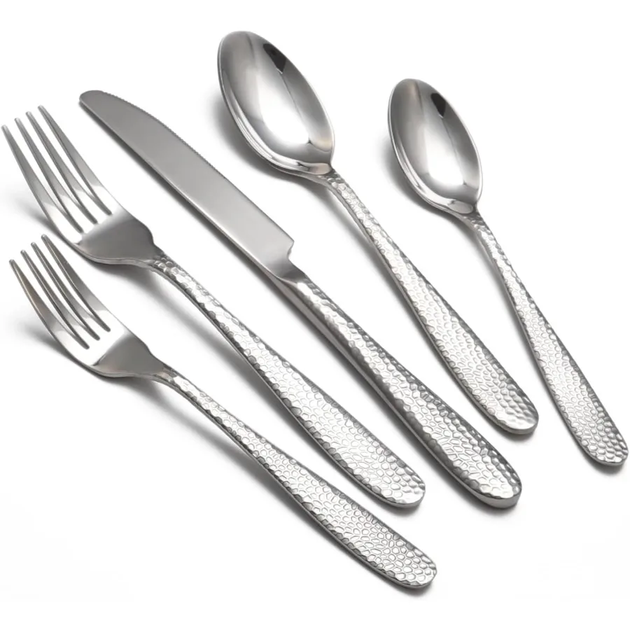 

Набор кованого столового серебра, 20 предметов, сверхпрочный набор столовых приборов из нержавеющей стали для 4 пищевых столовых приборов, набор столовых приборов для домашнего ресторана