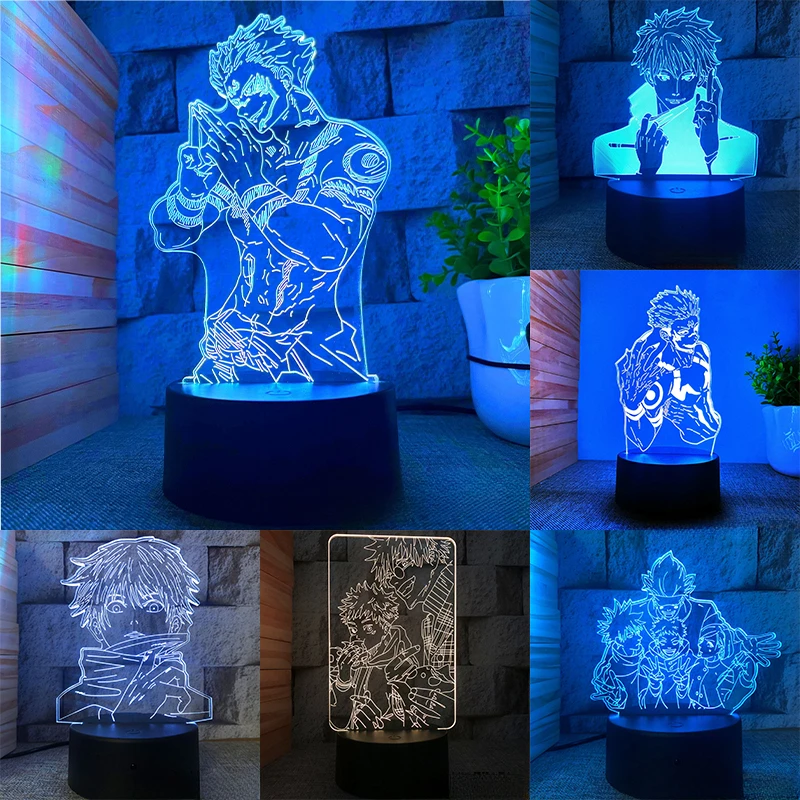 

Anime Jujutsu Kaisen Figure Satoru Gojo Inumaki Toge 3D LED Lamps Night Lights Table Bedroom Decoration Kids Birthday Gift Toy