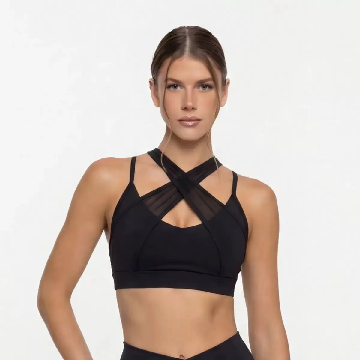 Women's Two Pieces Set Sportswear Woman Gym Mesh Yoga Sports Bra Leggings Workout Slim Fit Fitness Tights Compresshion Pants