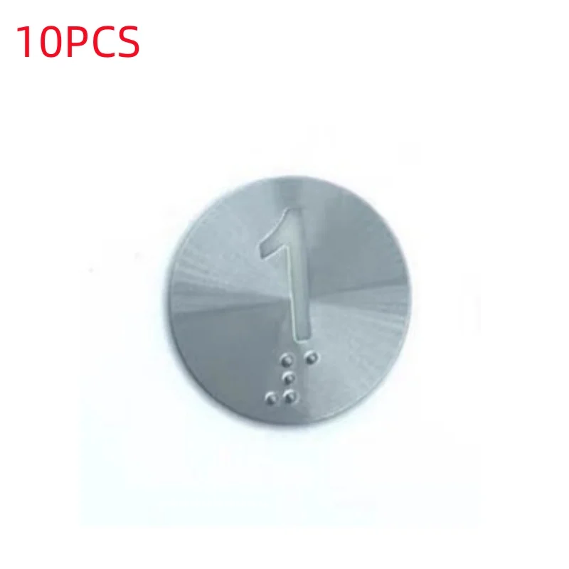 10PCS Elevator Button Character Symbols Complete Straight Through 30MM Round Stainless Steel With Braille Elevator Parts