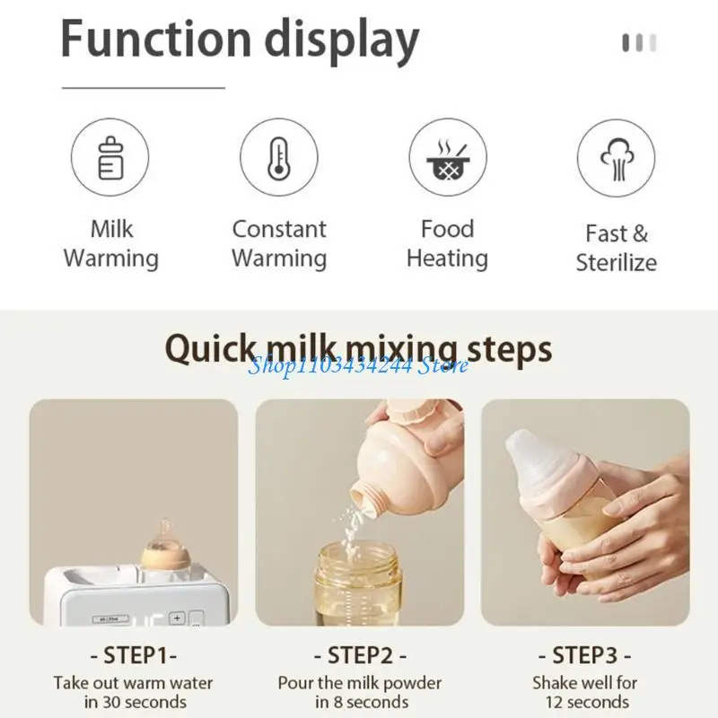 Digitale display-babyflessenwarmer Snelle sterilisator Dubbele flessen en venster voor nauwkeurige temperatuurregeling