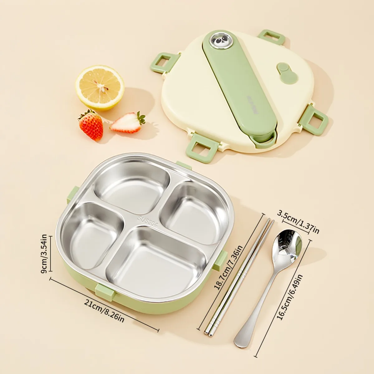 3/4 Vakken Draagbare Vierkante Lunchbox Met Bestek Capybara 304 RVS Gedeelde Lunchbox Voor Kinderen Studenten Verwarmbaar
