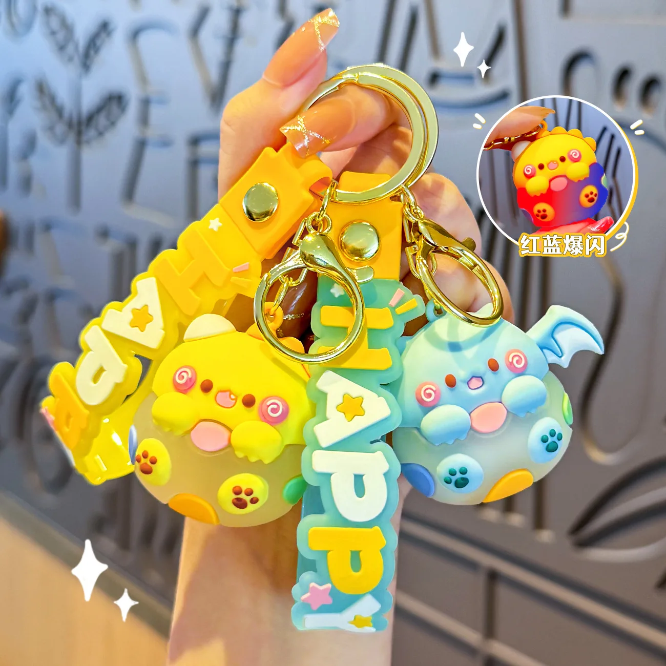 Creative Dinosaur Egg Keychain Cartoon Luminous Kawaii Dinosaur Baby Animal Pendant Keyring Cute Ornament for Women Men Backpack